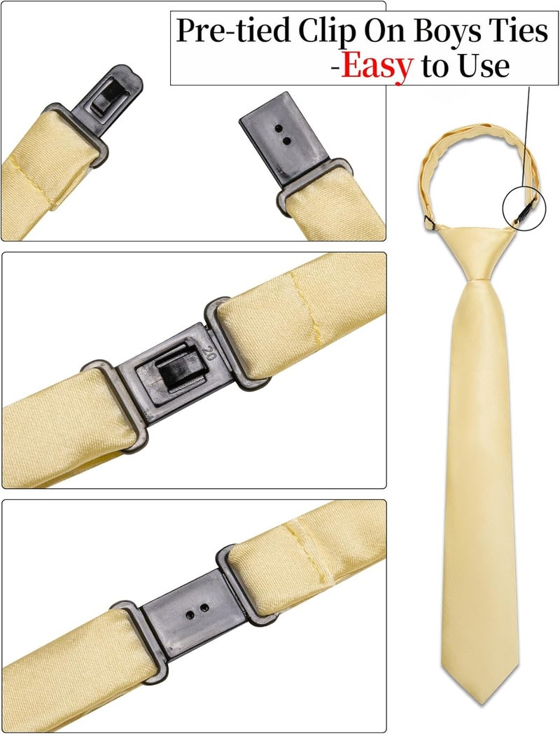 Ailisus Store Boys Tie Solid Color Silk Satin Pre-tied Kids Necktie for Age 8-12 Adjustable Formal Wedding School Graduation - Image 4